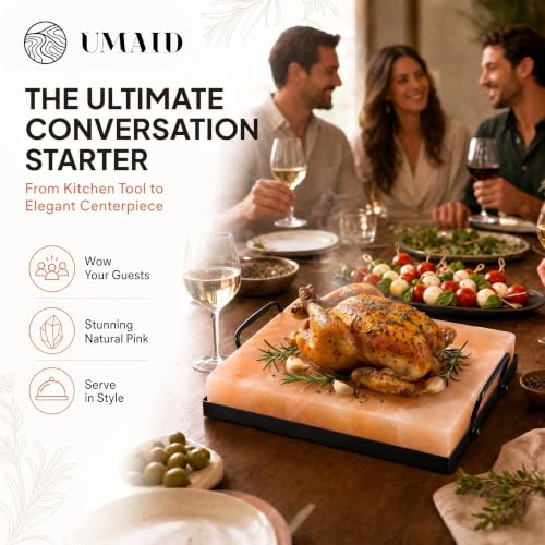 UMAID Himalayan Salt Block Cooking Plate 12x8 Large Food Grade Pink Salt