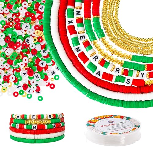 Merry Christmas 6mm Polymer Clay Beads Heishi Necklace Bracelet Craft Kit 5735 pcs