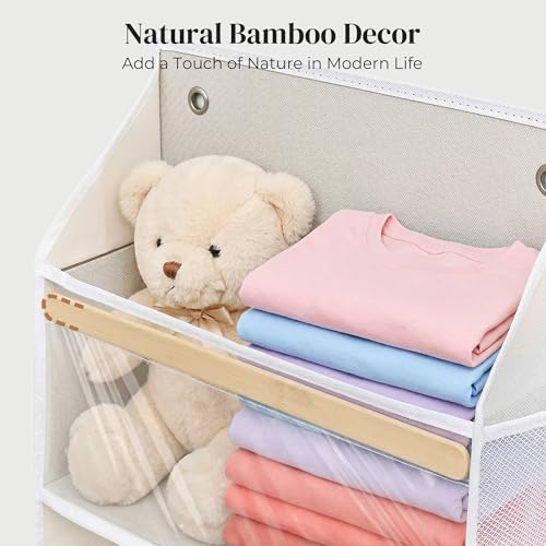 Beige 5-Tier Over the Door Organizer with Mesh Pockets - Kids Toys, Shoes, Diapers