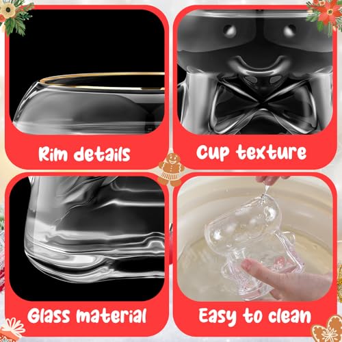 Gingerbread Man Drinking Glasses Set - 2 Pcs Christmas Novelty Mug 20oz