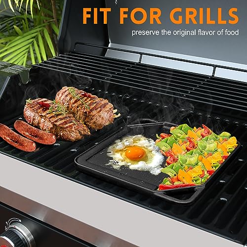 GGC 10x10 Reversible Cast Iron Grill & Griddle for Single Burner Stove