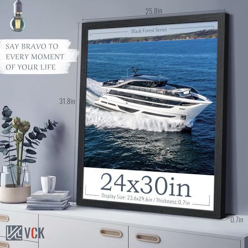 Black 24x30 Poster Frames Set of 3 - Solid Wood Wall Decor