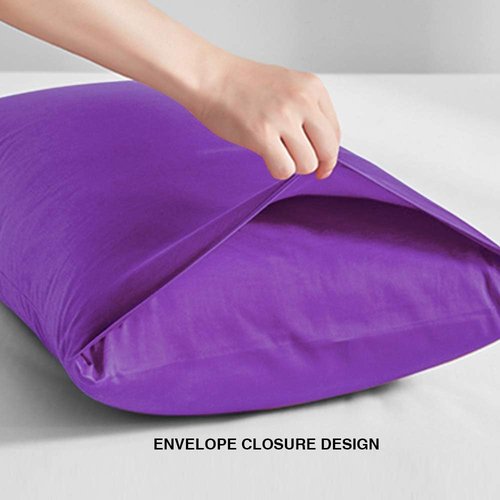 FLXXIE Pillow Cases - Soft Microfiber Queen Pillow Covers with Envelope Closure | 2-Piece Set, 20x30, Purple