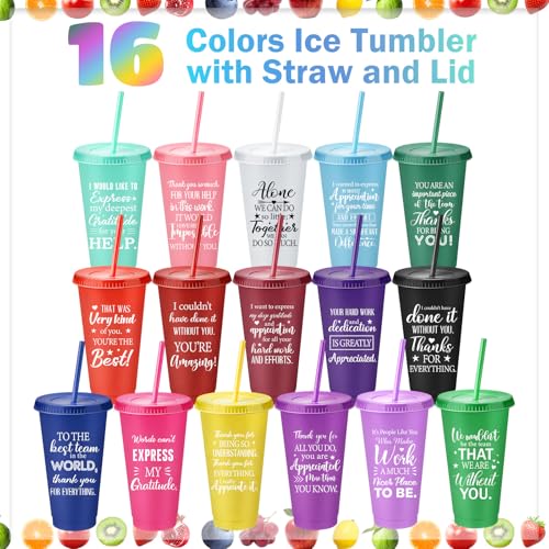 Cute Style 80 Pcs Thank You Gifts Bulk 24 oz Plastic Tumblers with Lids & Straws
