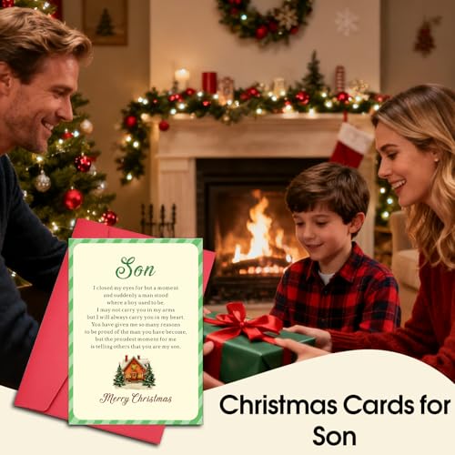 Christmas Cards for Son with Envelopes – Mom & Dad Greeting Card Set