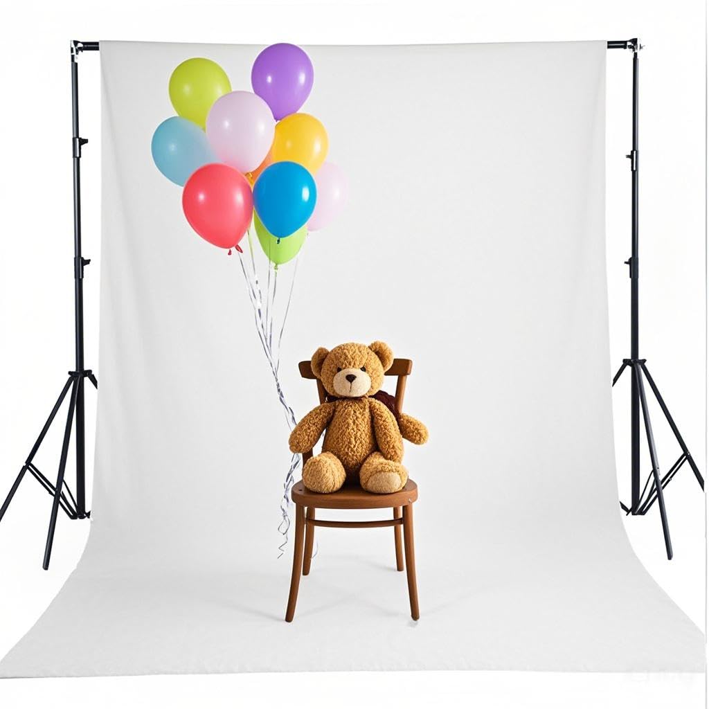 5X7ft Photo Backdrop White Backdrop for Photoshoot, Non-Reflective Soft White Backdrop for Home Studio, Baby Photography, YouTube Content & Live Streaming（only 1x Background）