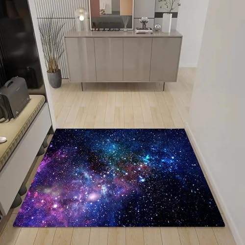 Galaxy Space Starry Sky Area Rug 5x7 Feet for Kids Bedroom Living Room - Blue & Purple Variation of Multi1