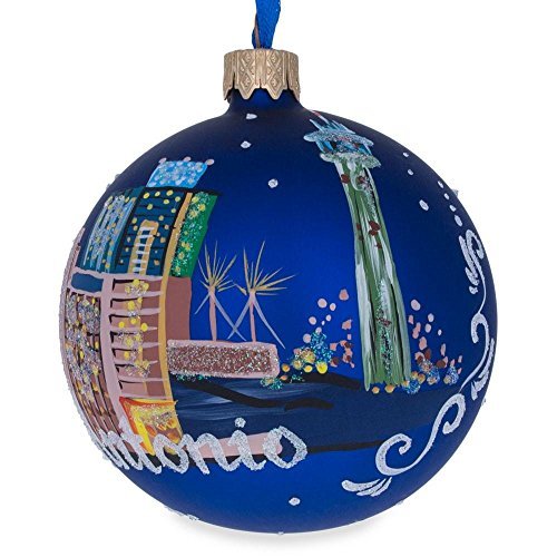 The Alamo San Antonio Glass Ball Christmas Ornament - 3.25 in, Hand-Painted German Glass
