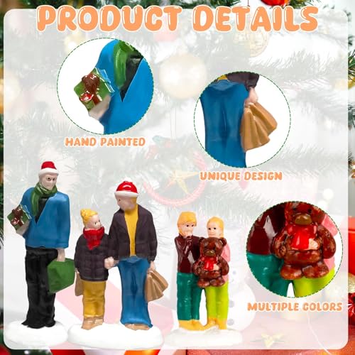 Rileryan 8 PCS Miniature Christmas Village People Figurines - Variation A