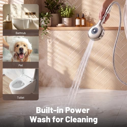 Rain Shower Head with Handheld Spray Combo - Magnetic Dock, 60° Lift-Up Rainfall, Brushed Nickel