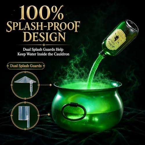 Floating Witch Cauldron with Potion Bottles & Mist Maker - Halloween Decor
