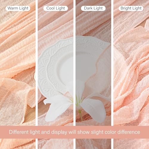 RRBXIA 2Pcs Pink Cheesecloth Table Runner 10FT Boho Rustic Linen for Weddings & Parties