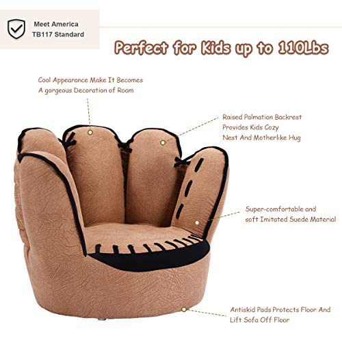 Kids Baseball Glove Armchair - Children's Play Room Sofa with Solid Wood Frame