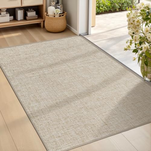 Indoor Door Mat 24x36 Khaki Non Slip Entryway Rug - Low Profile, Water & Dirt Absorbent, Easy to Clean - Rectangular 2' x 3' Variation