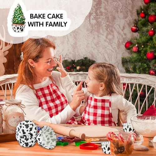 Cow Paper Patterned Cupcake Liners, 100Pcs Mini Muffin Baking Cups, Greaseproof Cupcake Papers Liners for Birthday, Baby Shower Theme Party, Farm Animal Party and Christmas Baking Supplies