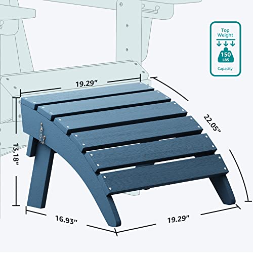 2-Piece Blue Folding Adirondack Footrest Set - No Assembly Needed, Weather-Resistant