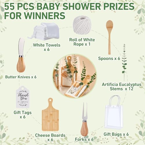 Bamboo Baby Shower Game Prizes Gift Set - White, 6 Sets for Guests & Winners