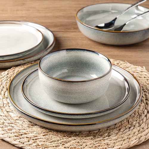 GBHOME Green Wheat Ceramic Dinnerware Set for 6 - 18 Pieces, Microwave & Dishwasher Safe