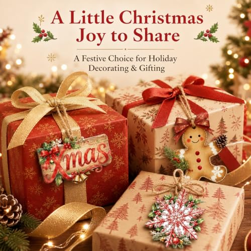 Wooden Christmas Decorations Cute Bell Santa Hat 12pc Set - Colorful-3