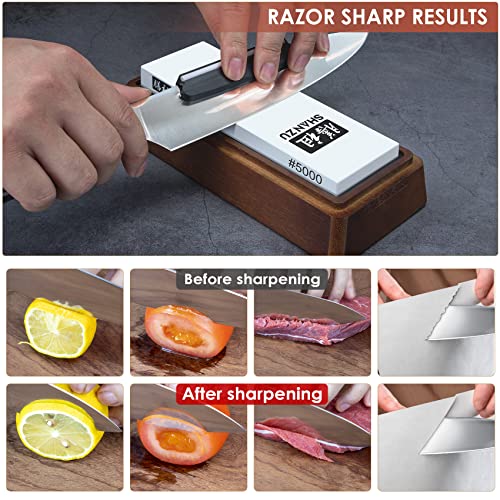 Knife Sharpener Stone Set with Storage Box - Water Whetstone Grit 1000/5000
