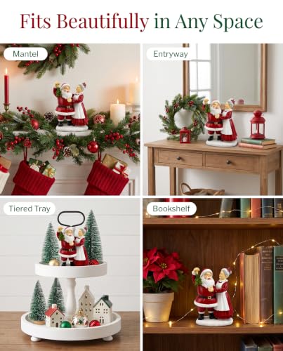 iStatue White 5.5'' Santa & Mrs. Claus Mistletoe Figurine Christmas Decor
