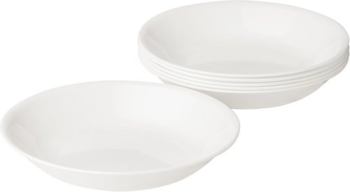 Corelle Vitrelle 6-Piece Bowl Set - Lightweight 20-Oz Round Bowls | Triple Layer Glass, Chip Resistant, Winter Frost White