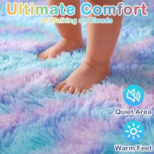 Rainbow Purple Area Rug 5x7 Ft Plush Kawaii Living Room Decor - Variation of THIS listing