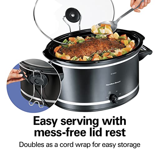 Hamilton Beach 8 Quart Slow Cooker with Lid Rest & Dishwasher-Safe Crock, Black