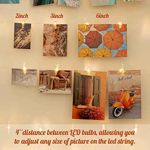 Photo Clips String Light, Fairy Lights with 51 Clear Clips, Battery Operated String Lights with Clips for Pictures, Room Decorations for Dorm Wall Bedroom