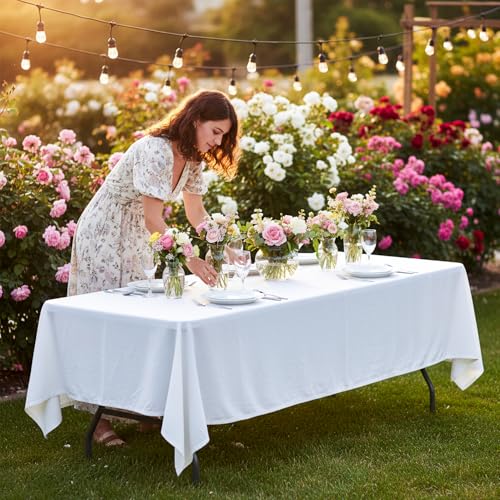 8ft Folding Table - White Portable Plastic Event Table with Locking Legs