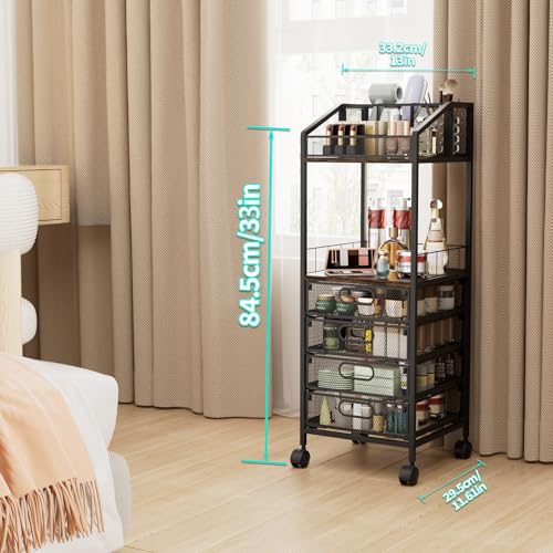 HapiRm Makeup Organizer Storage Cart - Floor Skincare Make Up with 4