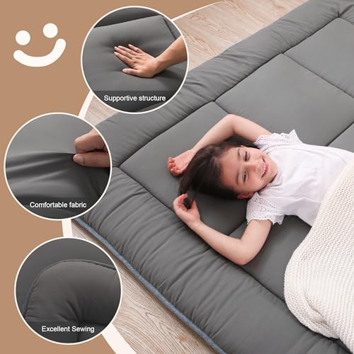 WhatsBedding Japanese Floor Mattress Futon 3" Grey Tatami Mat