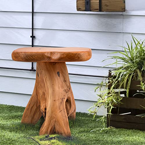 14" x 12.5" Live Edge Wood Side Table - Natural Recycled Cedar Plant Stand, Indoor & Outdoor Use