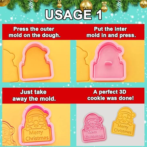 Leesgel 3D Christmas Cookie Cutters Set - Holiday Baking Shapes for Kids & Family