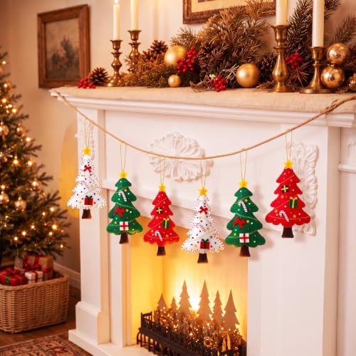 6-Pack 9in Felt Christmas Ornaments Set — 3D Candy Canes & Gift Boxes
