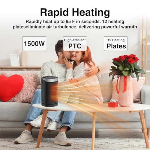 WINHL 9.9'' Portable Space Heater with 70° Oscillation, Remote Control