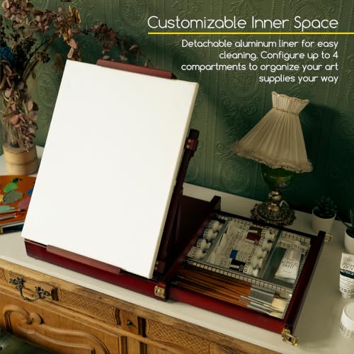 MEEDEN Portable Tabletop Easel for Painting - Deep Walnut Artist Sketchbox