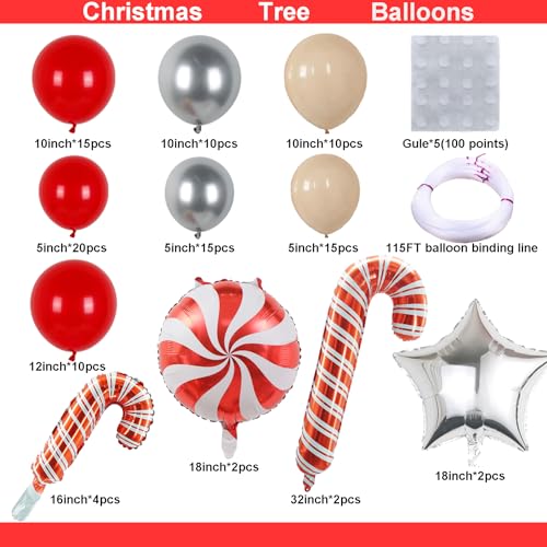 Wecepar Christmas Balloon Arch Kit with Candy Cane & Star Balloons – 115ft Garland Set