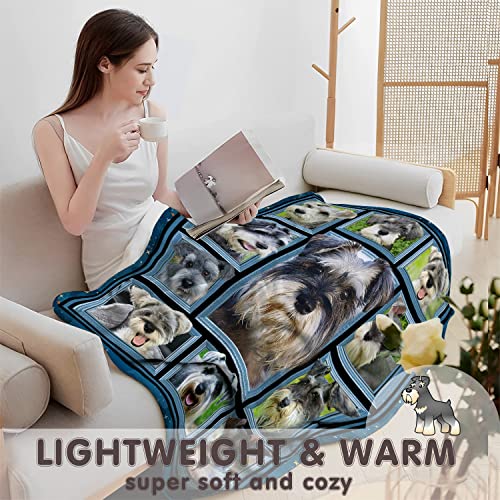 Schnauzer Blanket for Kids Boys Girls, Schnauzer Gifts for Schnauzer Dog Lover, Super Soft Fuzzy Dog Throw Blanket Schnauzers Print Plush Gift for Birthday Christmas 40x50 inch