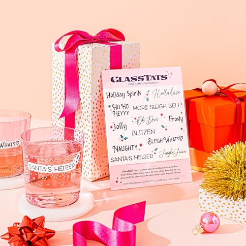 Christmas Holiday Dissolvable Wine Glass Charms - Party Favors & Drink Markers