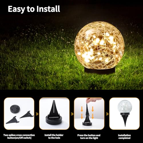 Solar Globe Lights Outdoor Waterproof Balls - Warm White, 4 Globes