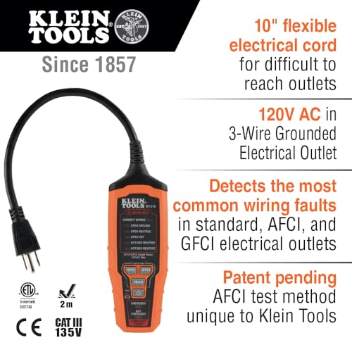 Outlet Tester for AFCI & GFCI Circuits - North American 120V Electrical Outlet Check