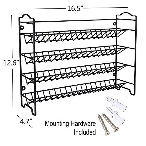 Black Spice Rack Organizer with 36 Glass Jars and Labels – 4 oz Capacity
