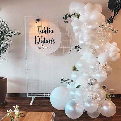 White Balloons 12 Inch Wedding Pearl White Latex Balloons, Thicker Matte White Clear Party Helium Balloon Set for Birthday Engagement Anniversary Bridal Shower Winter Christmas Party Decoration