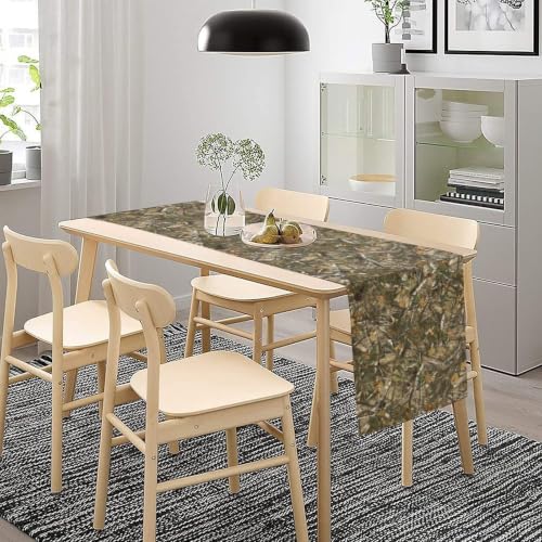 Forest Camouflage Table Runner 13x120in – Camo Conifer Oak Branches, SHElifestyle (W13"x L120")