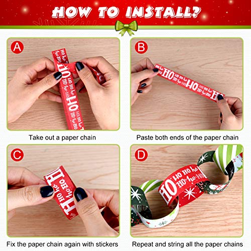 ASTARON 300 Pcs Christmas Paper Chains Festive DIY Decorations, Self-Adhesive Holiday Decor