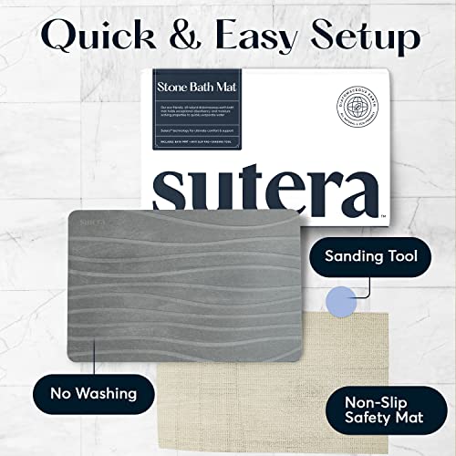 SUTERA Grey Diatomaceous Earth Stone Bath Mat - Quick-Dry, Non-Slip Bathroom Rug