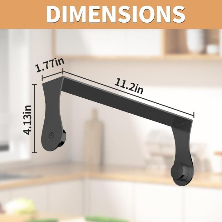 Stainless Steel Paper Towel Holder by [Brand Name] - Under Cabinet Wall Mount | Black Adhesive Design for Kitchen & Bathroom