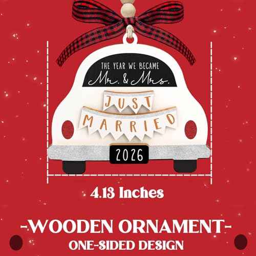 Wedding Gifts - Mr and Mrs Gifts - Just Married Gift for Couples 2026, Bride, Future Mr&Mrs - Bridal Shower Bride Gift for Marrie Newlywed - Wood First Christmas Married Ornament 2026 (Wedding)