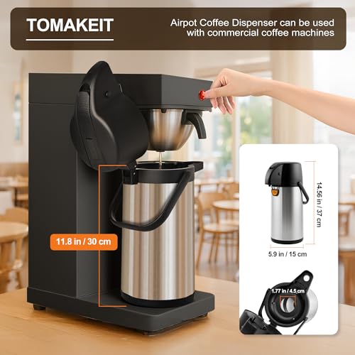 3L Insulated Stainless Steel Coffee Dispenser with Pump - Large Thermal Carafe - 101.4 Oz - Hot Cold Water
